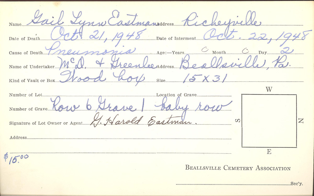 burial card